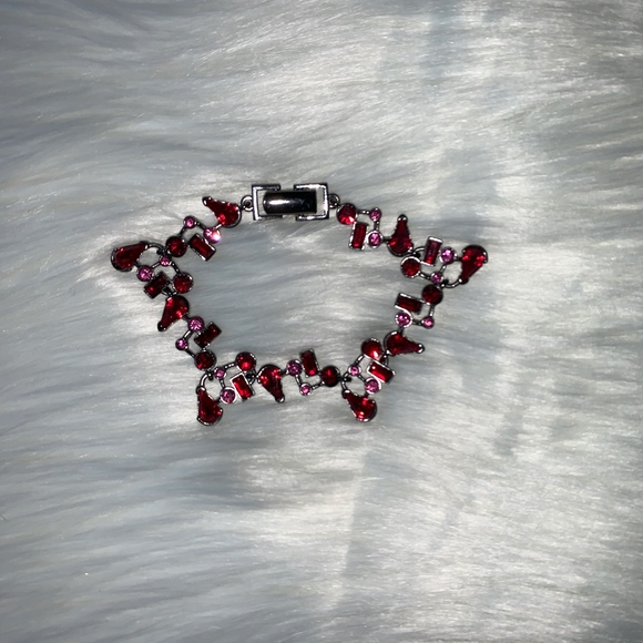 Matching Set - Purple & Pink Jeweled Costume Bracelet AND Matching Earrings - Picture 3 of 9